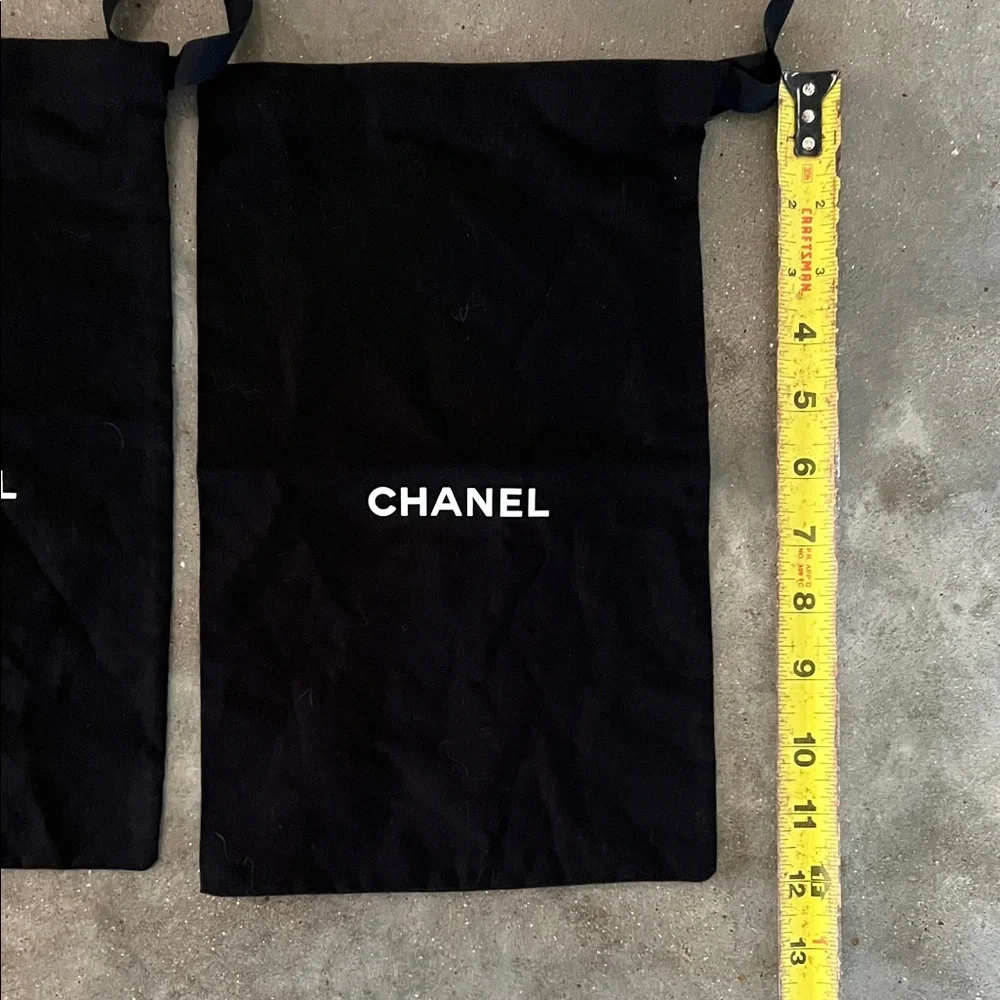 Authentic CHANEL Black Logo Drawstring Dust Bags (Pair)